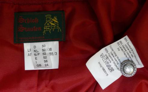 RED COTTON & LINEN German Dress Suit JACKET 16 18 XL  